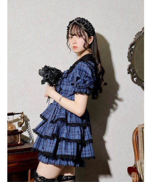 レースアップサスペンダーティアードセットアップ（ワンピース