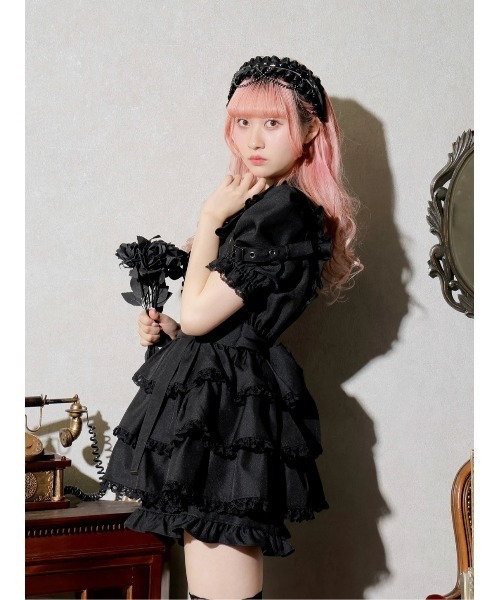 NOEMIE（ノエミー）の「レースアップサスペンダーティアードセットアップ（ワンピース・レディース・ブルー/ブラック/ダークグレー/ピンク・M）」の15枚目の写真