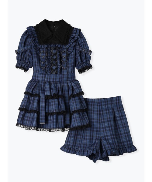 レースアップサスペンダーティアードセットアップ（ワンピース