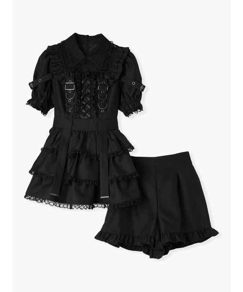 レースアップサスペンダーティアードセットアップ（ワンピース