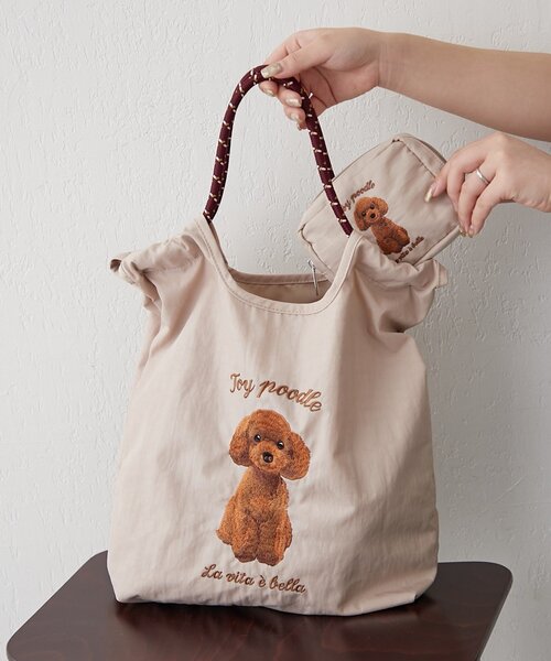 Remind me and forever（リマインドミーアンドフォーエバー）の「アニマル刺繍コードトートバッグ（ショルダーバッグ・レディース・グリーン/ベージュ/ブルー系その他/グレー/ブルー/アイボリー/ネイビー/グレー系その他2・FREE）」の3枚目の写真