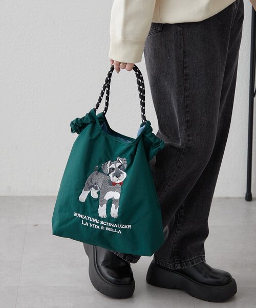 Remind me and forever（リマインドミーアンドフォーエバー）の「アニマル刺繍コードトートバッグ（ショルダーバッグ・レディース・グリーン/ベージュ/ブルー系その他/グレー/ブルー/アイボリー/ネイビー/グレー系その他2・FREE）」の17枚目の写真