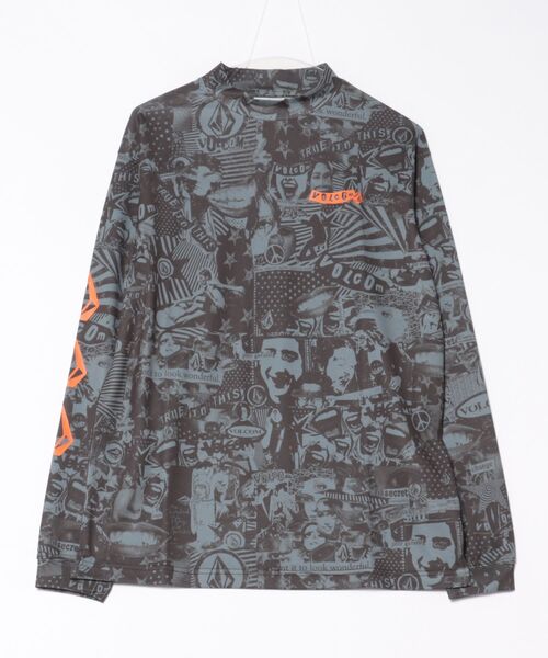 【VOLCOM/ボルコム】LONG SLEEVE MOCK NECK TEE /モックネック総柄長袖ロンT