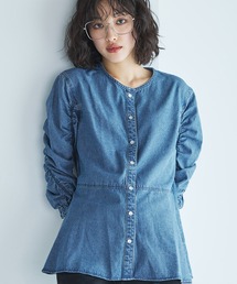 EDWIN（エドウィン）の「SOMETHINGシャーリングスリーブデニムブラウス（シャツ/ブラウス）」