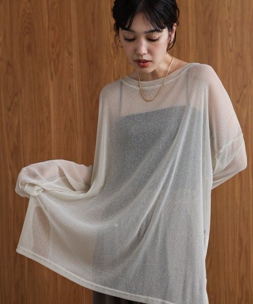 Bou Jeloud（ブージュルード）の「オーバーサイズラメシアートップス（Tシャツ/カットソー・レディース・ベージュ/ブラウン/ブラック/グレー・FREE）」の4枚目の写真