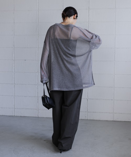 Bou Jeloud（ブージュルード）の「オーバーサイズラメシアートップス（Tシャツ/カットソー・レディース・ベージュ/ブラウン/ブラック/グレー・FREE）」の7枚目の写真