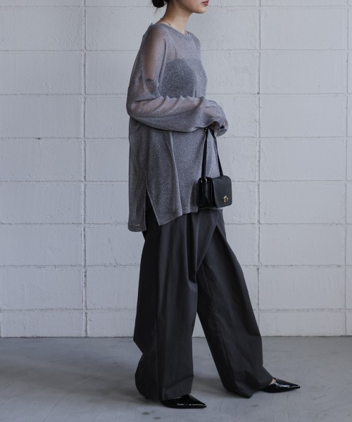 Bou Jeloud（ブージュルード）の「オーバーサイズラメシアートップス（Tシャツ/カットソー・レディース・ベージュ/ブラウン/ブラック/グレー・FREE）」の9枚目の写真