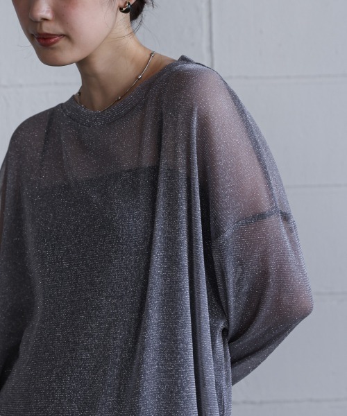 Bou Jeloud（ブージュルード）の「オーバーサイズラメシアートップス（Tシャツ/カットソー・レディース・ベージュ/ブラウン/ブラック/グレー・FREE）」の11枚目の写真