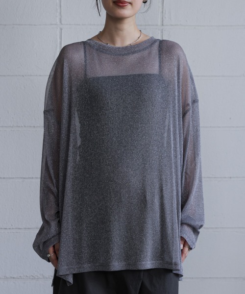 Bou Jeloud（ブージュルード）の「オーバーサイズラメシアートップス（Tシャツ/カットソー・レディース・ベージュ/ブラウン/ブラック/グレー・FREE）」の12枚目の写真