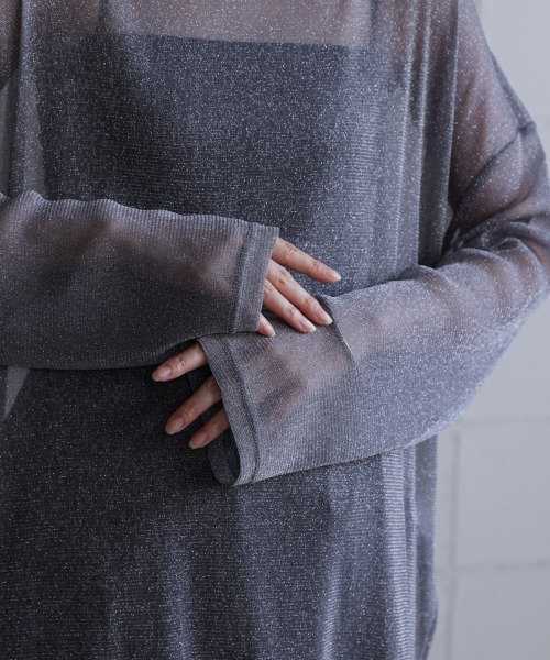 Bou Jeloud（ブージュルード）の「オーバーサイズラメシアートップス（Tシャツ/カットソー・レディース・ベージュ/ブラウン/ブラック/グレー・FREE）」の14枚目の写真