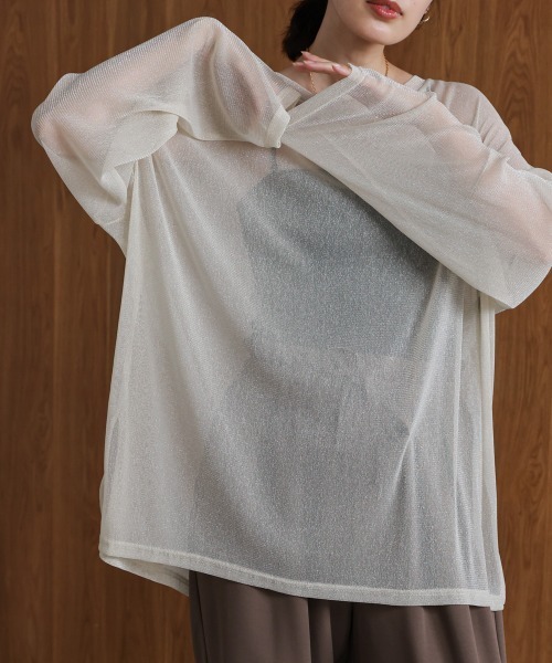 Bou Jeloud（ブージュルード）の「オーバーサイズラメシアートップス（Tシャツ/カットソー・レディース・ベージュ/ブラウン/ブラック/グレー・FREE）」の18枚目の写真