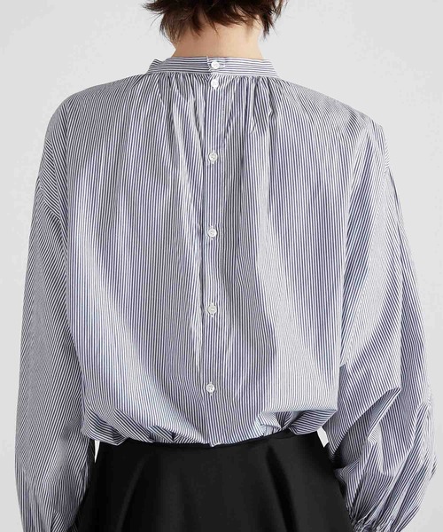 crinkle crinkle crinkle（クリンクルクリンクルクリンクル）の「【crinkle crinkle crinkle】tuck ribbon stripe blouse/タックリボンストライプブラウス（シャツ/ブラウス・レディース・ブルー・FREE）」の3枚目の写真