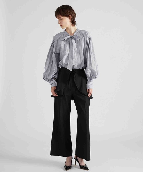 crinkle crinkle crinkle（クリンクルクリンクルクリンクル）の「【crinkle crinkle crinkle】tuck ribbon stripe blouse/タックリボンストライプブラウス（シャツ/ブラウス・レディース・ブルー・FREE）」の13枚目の写真