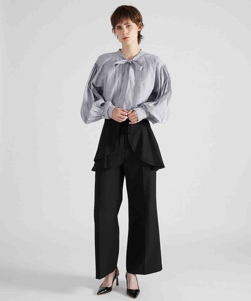 crinkle crinkle crinkle（クリンクルクリンクルクリンクル）の「【crinkle crinkle crinkle】tuck ribbon stripe blouse/タックリボンストライプブラウス（シャツ/ブラウス・レディース・ブルー・FREE）」の12枚目の写真