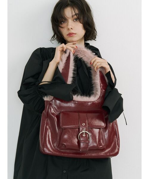 jouetie（ジュエティ）の「ドッキングファーベルトバッグ（ハンドバッグ・レディース・ブラック/アイボリー/ボルドー・FREE）」の10枚目の写真