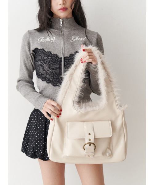 jouetie（ジュエティ）の「ドッキングファーベルトバッグ（ハンドバッグ・レディース・ブラック/アイボリー/ボルドー・FREE）」の14枚目の写真