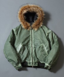ANPAS | Washed Hooded Bomber Jacket/ ヴィンテージ加工 フーデッドボンバージャケット フライトジャケット パーカー ミリタリーブルゾン アウター メンズ レディース(ブルゾン)