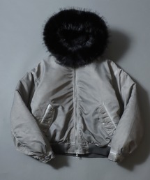 Washed Hooded Bomber Jacket/ ヴィンテージ加工 フードファーボンバージャケット フライトジャケット パーカー ミリタリーブルゾン アウター メンズ レディース