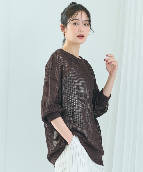 coca(coca)(コカ)の「メッシュニットプルオーバー(Tシャツ/カットソー・レディース・ブラウン/アイボリー・L/M)」の2枚目の写真