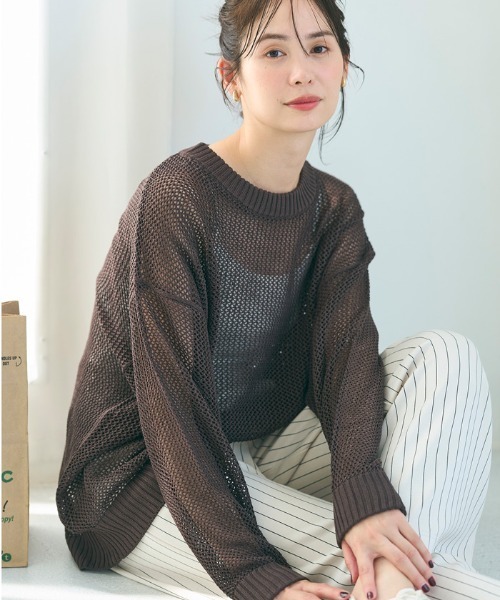 coca(coca)(コカ)の「メッシュニットプルオーバー(Tシャツ/カットソー・レディース・ブラウン/アイボリー・L/M)」の21枚目の写真