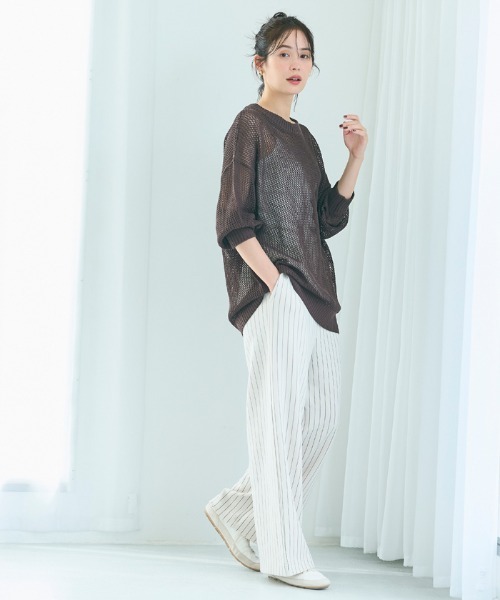 coca(coca)(コカ)の「メッシュニットプルオーバー(Tシャツ/カットソー・レディース・ブラウン/アイボリー・L/M)」の10枚目の写真
