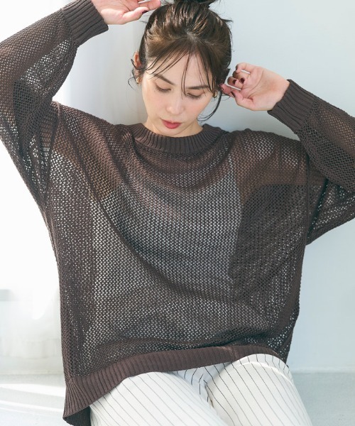 coca(coca)(コカ)の「メッシュニットプルオーバー(Tシャツ/カットソー・レディース・ブラウン/アイボリー・L/M)」の14枚目の写真