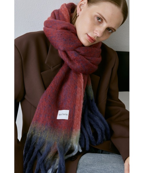 un/neu（アンノイ）の「ミックス配色マフラー / アウトラインカラーストール（マフラー・レディース・オレンジ/ピンク/ブラック・FREE）」の21枚目の写真