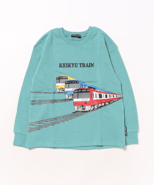 hungry heart(ハングリーハート)の「京急電鉄電車プリント裏毛トレーナー(スウェット・キッズ・ネイビー/エメラルド・120/110/100/130)」の2枚目の写真
