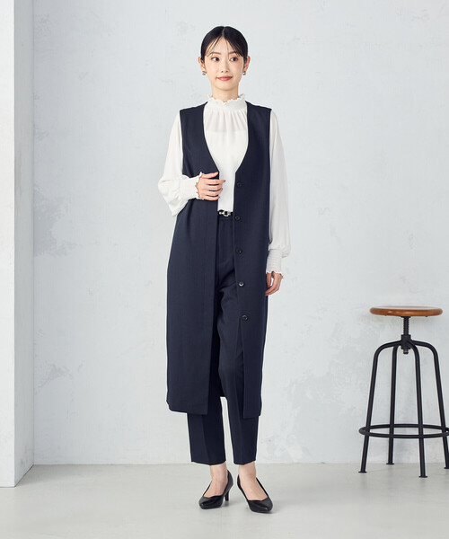 COMME CA ISM（コムサイズム）の「【セットアップ対応】杢調ロングジレワンピース（ワンピース・レディース・ネイビー・FREE）」の5枚目の写真