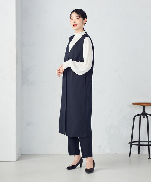 COMME CA ISM（コムサイズム）の「【セットアップ対応】杢調ロングジレワンピース（ワンピース・レディース・ネイビー・FREE）」の8枚目の写真