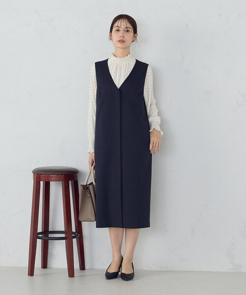 COMME CA ISM（コムサイズム）の「【セットアップ対応】杢調ロングジレワンピース（ワンピース・レディース・ネイビー・FREE）」の9枚目の写真