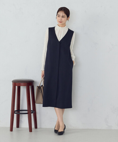 COMME CA ISM（コムサイズム）の「【セットアップ対応】杢調ロングジレワンピース（ワンピース・レディース・ネイビー・FREE）」の10枚目の写真