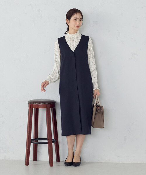 COMME CA ISM（コムサイズム）の「【セットアップ対応】杢調ロングジレワンピース（ワンピース・レディース・ネイビー・FREE）」の11枚目の写真