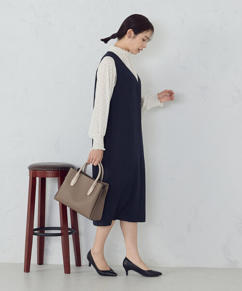 COMME CA ISM（コムサイズム）の「【セットアップ対応】杢調ロングジレワンピース（ワンピース・レディース・ネイビー・FREE）」の12枚目の写真