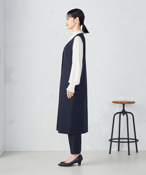 COMME CA ISM（コムサイズム）の「【セットアップ対応】杢調ロングジレワンピース（ワンピース・レディース・ネイビー・FREE）」の14枚目の写真