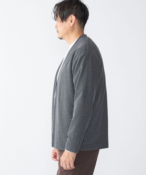 SHIPS（シップス）の「SHIPS:〈手洗い可能〉ドビー メッシュ ノーカラー カーディガン（カーディガン/ボレロ・メンズ・グレー/ダークグレー/ネイビー・SMALL/MEDIUM/LARGE/X-LARGE）」の4枚目の写真