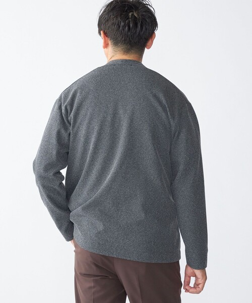 SHIPS（シップス）の「SHIPS:〈手洗い可能〉ドビー メッシュ ノーカラー カーディガン（カーディガン/ボレロ・メンズ・グレー/ダークグレー/ネイビー・SMALL/MEDIUM/LARGE/X-LARGE）」の5枚目の写真