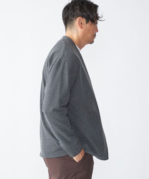 SHIPS（シップス）の「SHIPS:〈手洗い可能〉ドビー メッシュ ノーカラー カーディガン（カーディガン/ボレロ・メンズ・グレー/ダークグレー/ネイビー・SMALL/MEDIUM/LARGE/X-LARGE）」の6枚目の写真