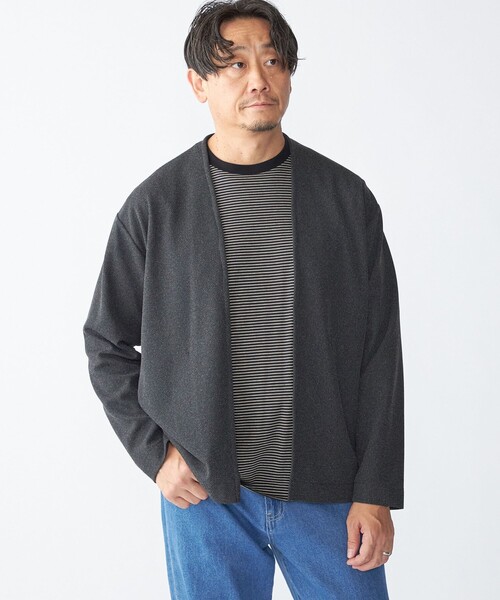 SHIPS（シップス）の「SHIPS:〈手洗い可能〉ドビー メッシュ ノーカラー カーディガン（カーディガン/ボレロ・メンズ・グレー/ダークグレー/ネイビー・SMALL/MEDIUM/LARGE/X-LARGE）」の9枚目の写真