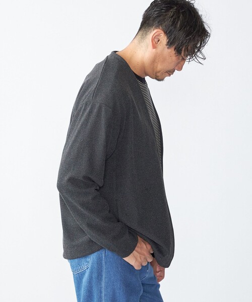 SHIPS（シップス）の「SHIPS:〈手洗い可能〉ドビー メッシュ ノーカラー カーディガン（カーディガン/ボレロ・メンズ・グレー/ダークグレー/ネイビー・SMALL/MEDIUM/LARGE/X-LARGE）」の10枚目の写真