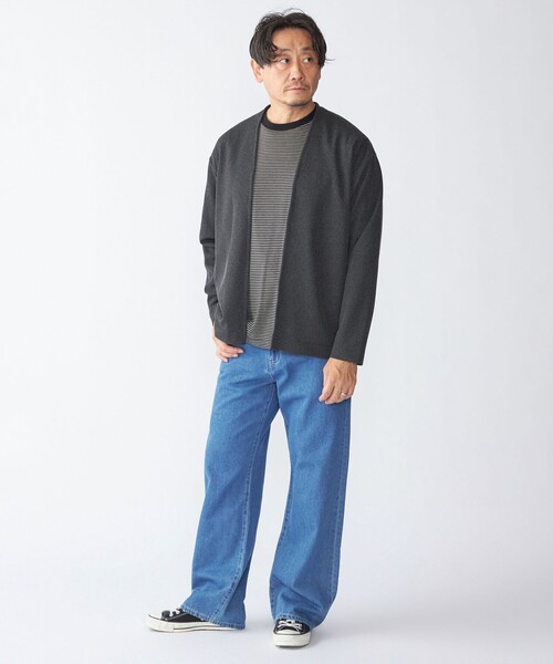 SHIPS（シップス）の「SHIPS:〈手洗い可能〉ドビー メッシュ ノーカラー カーディガン（カーディガン/ボレロ・メンズ・グレー/ダークグレー/ネイビー・SMALL/MEDIUM/LARGE/X-LARGE）」の11枚目の写真