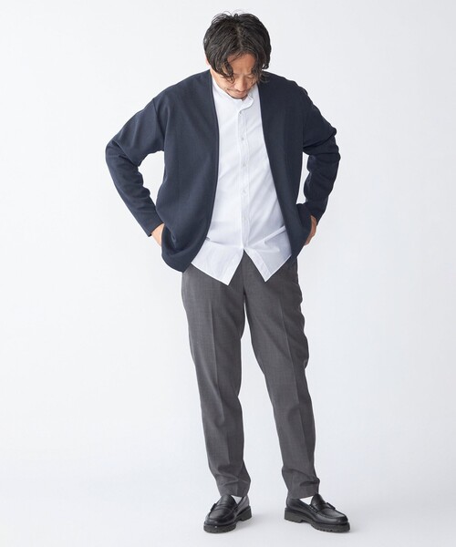 SHIPS（シップス）の「SHIPS:〈手洗い可能〉ドビー メッシュ ノーカラー カーディガン（カーディガン/ボレロ・メンズ・グレー/ダークグレー/ネイビー・SMALL/MEDIUM/LARGE/X-LARGE）」の17枚目の写真