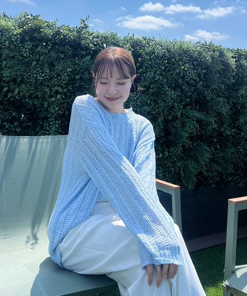 BLUE×PALANG(ブルーパラン)の「BERRY KNIT(Tシャツ/カットソー・レディース・バイオレット/ネイビー/ライトブルー・FREE)」の3枚目の写真
