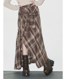 EVRIS | スリーブデザインチェックアシンメトリースカート(スカート)