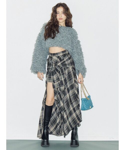 セール】スリーブデザインチェックアシンメトリースカート（スカート