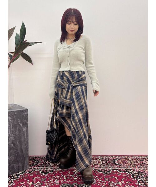 セール】スリーブデザインチェックアシンメトリースカート（スカート