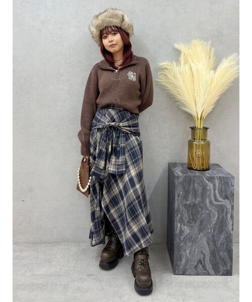 セール】スリーブデザインチェックアシンメトリースカート（スカート