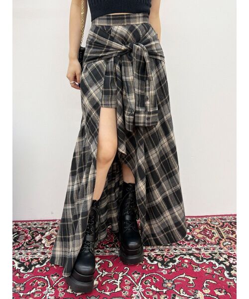 セール】スリーブデザインチェックアシンメトリースカート（スカート
