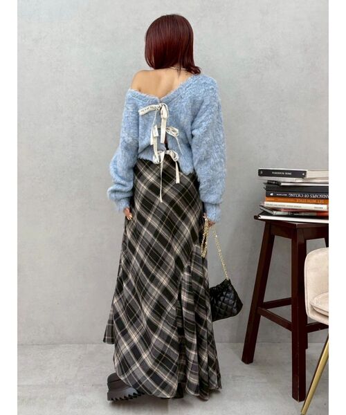 EVRIS（エヴリス）の「スリーブデザインチェックアシンメトリースカート（スカート・レディース・ブラック/ネイビー/ブラウン・SMALL/MEDIUM）」の10枚目の写真