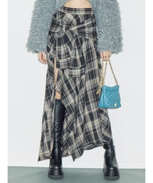 EVRIS | スリーブデザインチェックアシンメトリースカート(スカート)